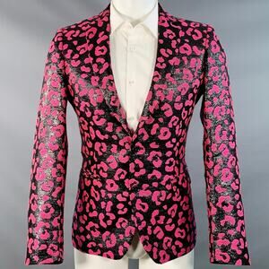 WALTER VAN BEIRENDONCK SS22 38 Regular Sharp Blazer Black Hot Pink Sport Coat